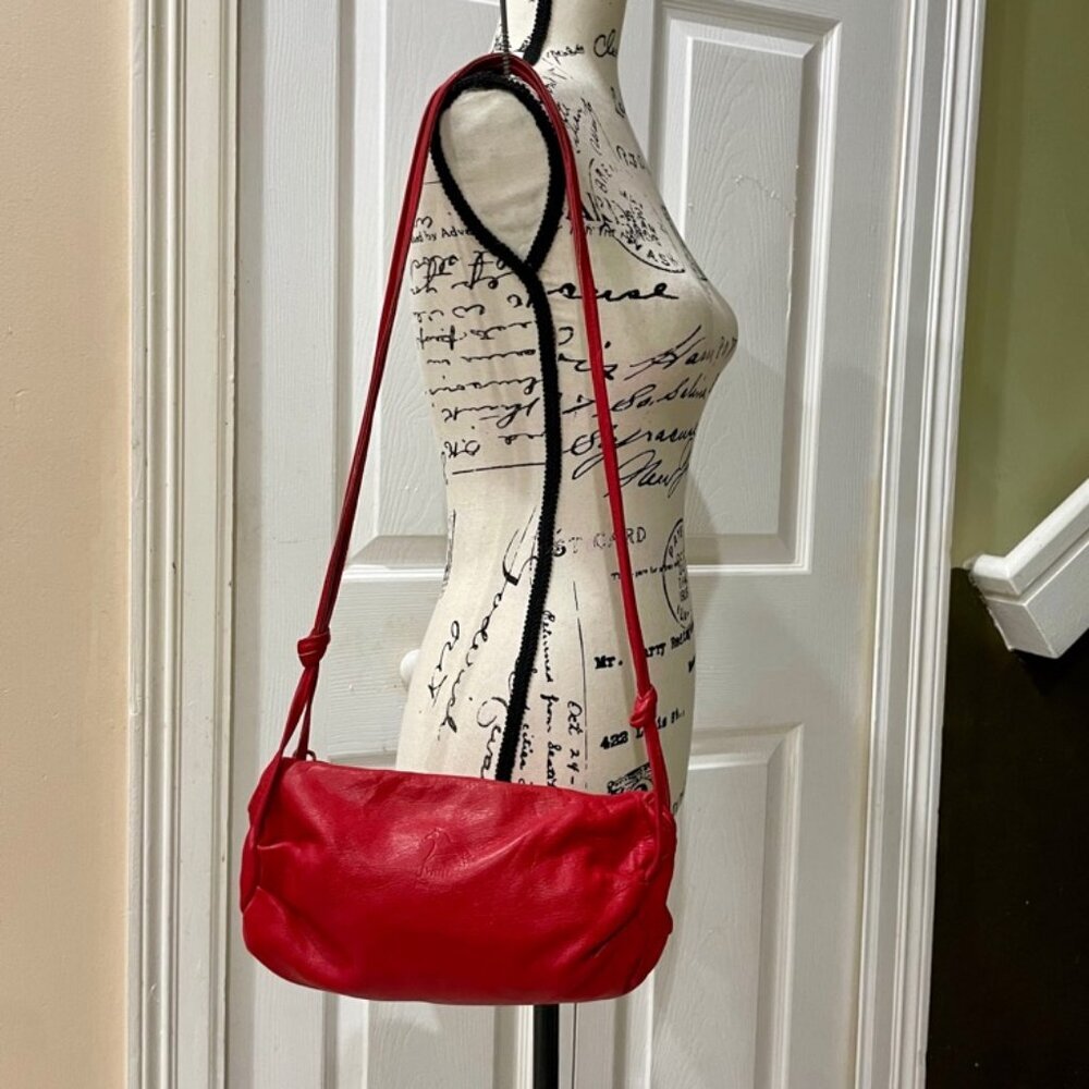 BOHO CHIC Y2K CROSSBODY BAG RED LEATHER MADE IN USA JWM DERR BEND OREGON ICONIC - Picture 4 of 16